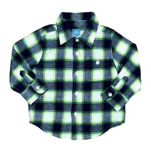 GAP Button Down Plaid Flannel 18-25 Months Blue Green